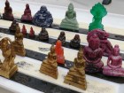 Buddha and Ganesha Carvings made of Tektite, Amethyst, Topaz, Ruby, Mother of Pearl, Marble, Bone, Ivory and more. 